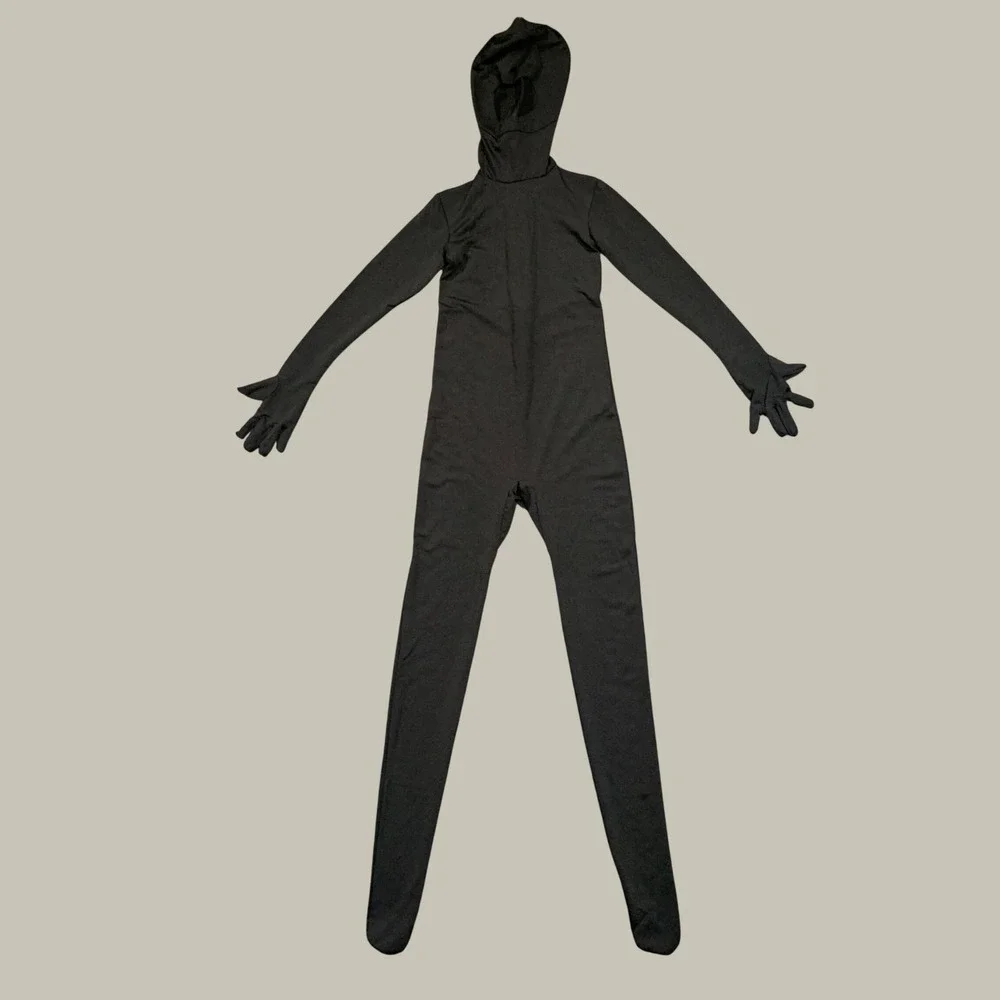 New Full Body Zentai Suit Kids S Black Spandex Skin Suit Costume Shadow